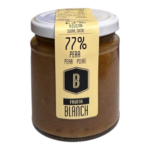 Fruita Blanch - Confiture extra de poires Fruita Blanch 77% de fruits, artisanale, sans conservateurs ni additifs, lot de 4 x 300 g, idéale pour le petit-déjeuner et les collations