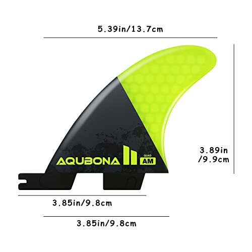 AQUBONA Barbatanas de prancha de surf de desempenho de fibra de vidro Honeycomb Twin, Thruster (3 fi
