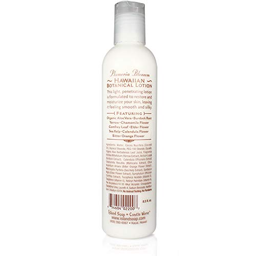 Island Soap And Candle Works Plumeria Blossom Scented Body Lotion For Men And Women, Paraben Free Body Moisturizer - Hydrating Hawaiian Skincare - 8.5 Fl Oz. Bottle #TOP1