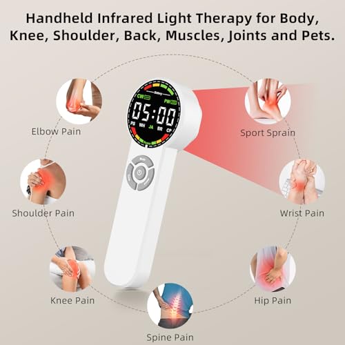 Handheld Red Light Therapy Device with Pulse Mode, 3 Wavelengths Infrared & Near Infrared Light Therapy for Body, Knee, Shoulder, Back, Joints & Muscles, 5 Core Modes, Safe for Humans and Pets