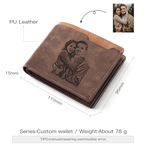 JulStar Personalized Wallet with Picture Name Text, Custom Gift for Men, Anniversary Birthday Father's Day Christmas Day Present2
