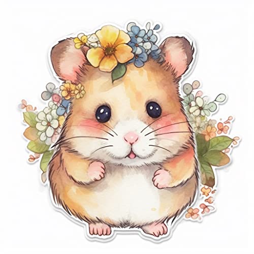 Image of Yoonek Graphics Hamster Vinyl Decal Sticker for Car, Laptop, Tumbler, More. #005574