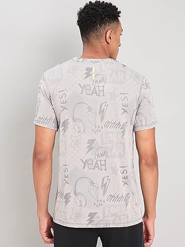 Image of TECHNOSPORT Men Polyester Regular Fit Half Sleeve Jacquard T-Shirt with Double Cool, Quick Dry & Anti Microbial for Sports, Running & Casual Use