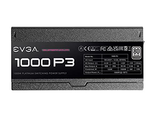 Image of EVGA Supernova 1000 P3, 80 Plus Platinum 1000W, Fully Modular, Eco Mode with FDB Fan, Includes Power ON Self Tester, Compact 180mm Size, Power Supply 220-P3-1000-X1