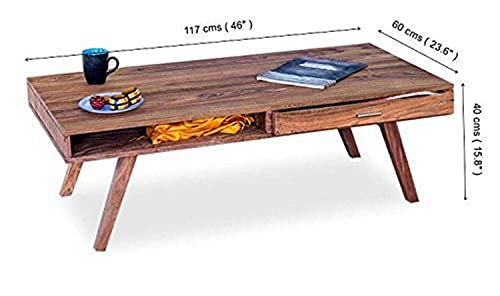 Image of Rosewood /Sheesham Wood TV Stand Coffee Table for Living Room with Drawer Storage | Brown
