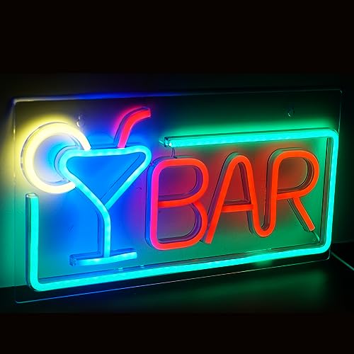 StarryMine Neon Bar Cocktail Signs, Red, 16.5 x 8.7 inches, USB Powered, Wall Mount