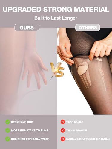 Image of Indestructible Tights for Women, Rip Resistant Durability T-Crotch Pantyhose Semi Sheer High Waist Stockings