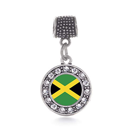 Inspired Silver - Silver Circle Charm for Bracelet with Cubic Zirconia Jewelry