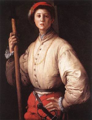 Peinture à l'huile Jacopo Pontormo dans votre salon : Toile Halberdier pour décor chic 30x36