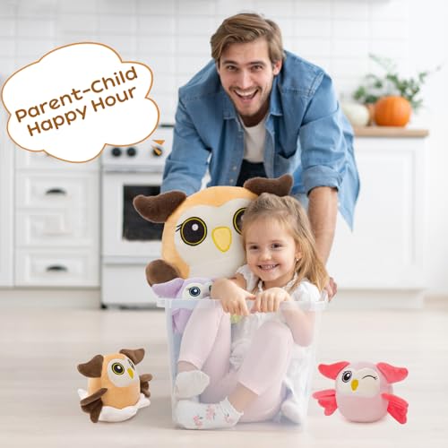 Image of MaoGoLan Owl Stuffed Animals with Babies Inside,Ultra Soft Owl Plush Throw Pillow with 3 Adorable Baby Owls Plushie,Squishy Stuffed Collection Gift for Owl Lover,Kids,Teens,16 inch