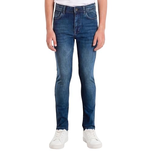 Image of Bench Boys Carson Slim Fit Jeans - Childrens Skinny Stretch Denim Pants with Adjustable Inner Waistband, Classic 5-Pocket Dark Wash Trousers for Kids & Teens, Sizes 7-16 Years
