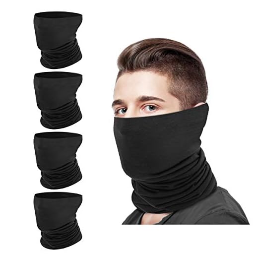MoKo Neck Gaiter Face Mask Women Men 4 Pack, Bandana Headband Scarf Neck Gaiter, UV/Dust Protection Reusable Washable Stretchy Breathable Balaclava for Outdoor Cycling Motorbike