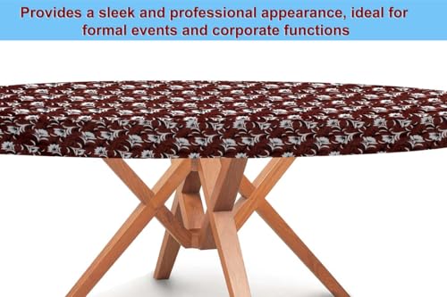 Image of The Furnishing Tree Round Elastic Fitted Dining Table Cover WxL 36x36 Inches Floral Pattern Magenta