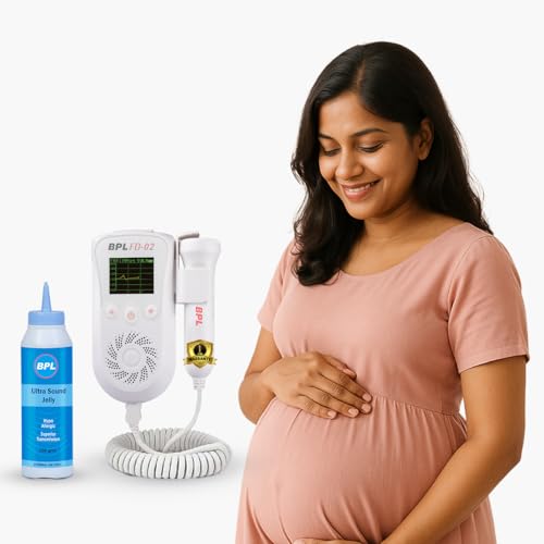 Image of BPL Medical Technologies FD-02 Fetal Doppler Smart Noise Reduction & Heartbeat Detection Machine with Ultrasound Gel|In-Built Speaker for Home and Clinic Use - White