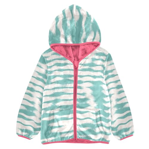 GuoChe Aegean Teal Broken Stripe Toddler Sherpa Jacket