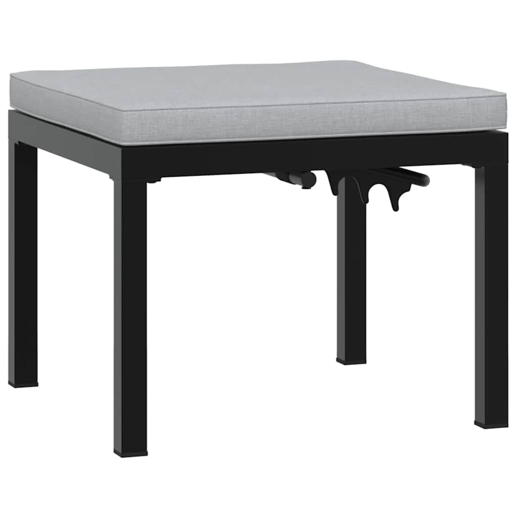 Taboret ogrodowy z poduszką, czarny, odporna na warunki atmosferyczne, malowana proszkowo, z regulacją wysokości, wyściełana, zajmuje mało miejsca, na taras, balkon, do ogrodu, na basen, na