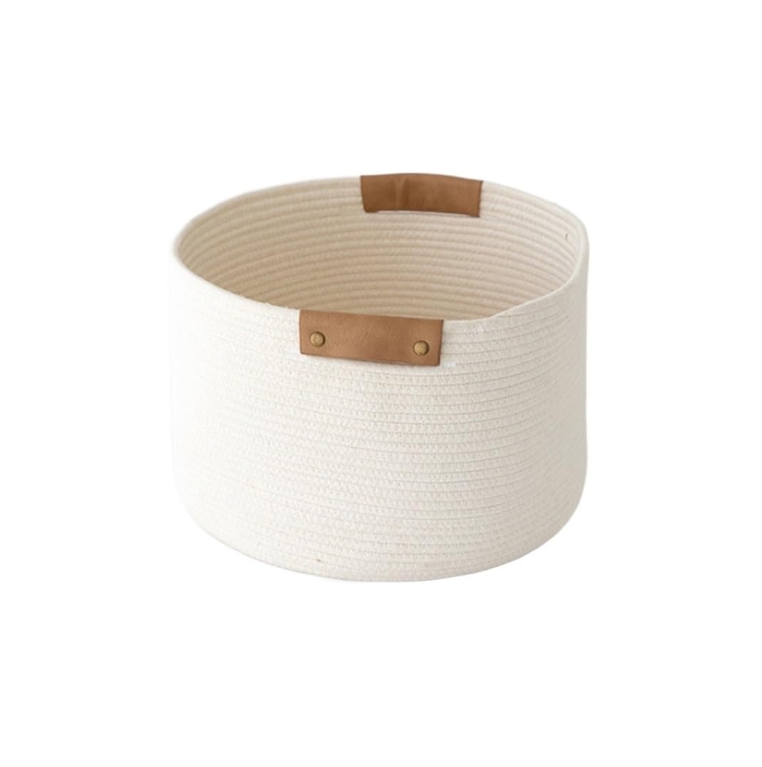 Laundry Basket Hamper Woven Cotton Rope Laundry Basket Household Bucket Organizer Desktop For Spaces(C)