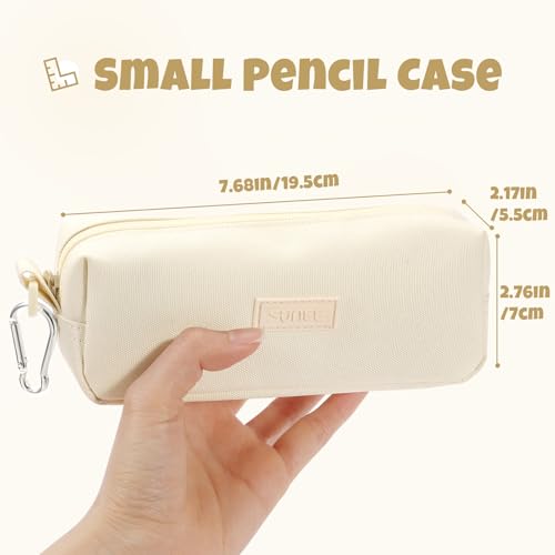 Image of SUNEE Small Pencil Case for Girls & Boys, Pencil Pouch Pen Bag Coin Pouch with Durable Oxford Fabric Marker Pen Case for School Supplies Office Stationery Organizer, Beige