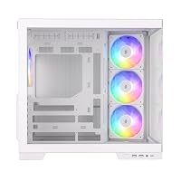 Silentware View A-RGB White Midi Tower PC-Gehäuse Showcase, Frontpanel und Seitenfenster aus gehärtetem Glas, 4X 120mm RGB Lüfter, 4-Pin-PWM & 3-Pin Steurung, Abnehmbarer Deckel, USB-C, ATX/mATX/ITX – Ansicht 7