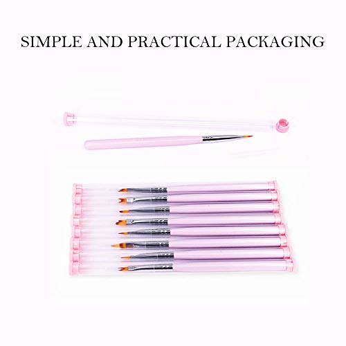 8 Pcs Nail Brush Pen Premium Upgrade Wood Handle, Gradient Painting Brush Set Uv Gel Flower Drawing Pen Purple Wood Handle Manicure Nail Art Polish Pen Tool, Valentine's Day Present #TOP7