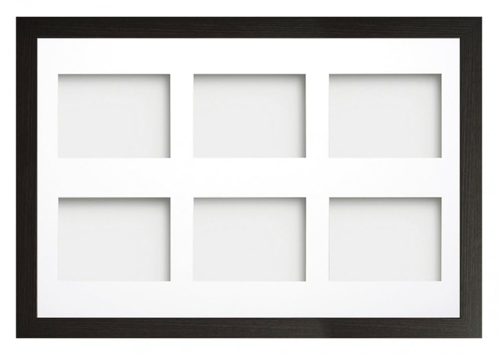 Frame Company Watson Multi Aperture Range Black Photo Picture Frame, 30x20 for 8x6 (x6) *Choice of Sizes* Fitted with Perspex