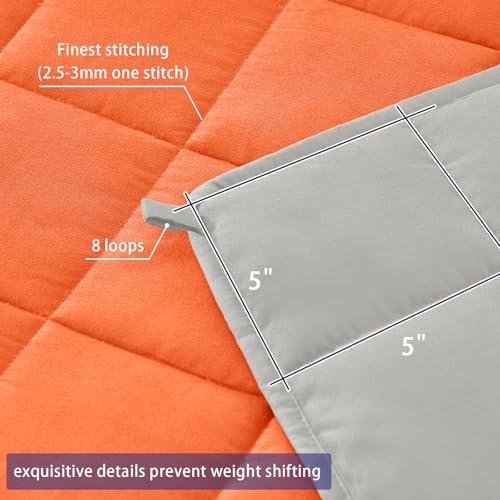 Image of yescool Weighted Blanket for Adults (10 lbs, 48 inch x 72 inch, Orange) Cooling Heavy Blanket for Sleeping Perfect for 90-110 lbs, Twin Size Breathable Blanket with Premium Glass Bead, Machine Washable
