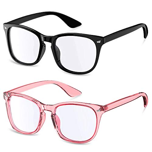 Blue Light Blocking Glasses, Computer/Gaming/Reading/TV/Phones Glasses for Women Men 2 Pack, Square Eyeglasses Anti Glare UV Ray Protection Anti Eyestrain