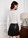 Floerns Women's Tie Front Long Sleeve Rib Knit Shrug Sweaters Cardigan Crop Top White M