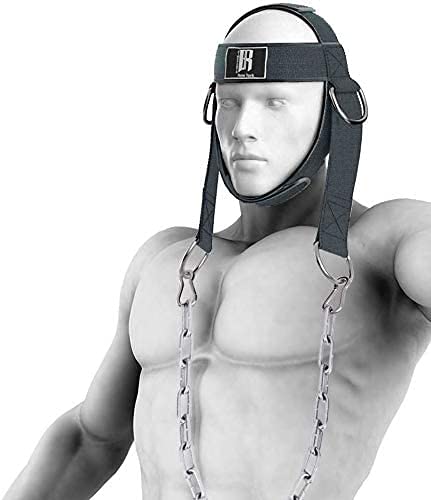 RIMSports Neck Harness for Neck Workout - Neck Exercise Heavy Duty Head Harness with Steel Chain and Double D Rings