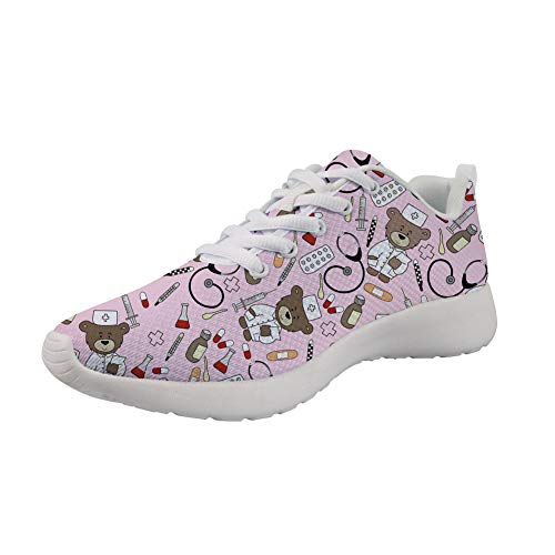 Showudesigns Femme Basket Chaussures de Sports Fitness Fitness Mixte Adulte Gym athlétique Multisports Outdoor Casual Sneakers Infirmier Rose