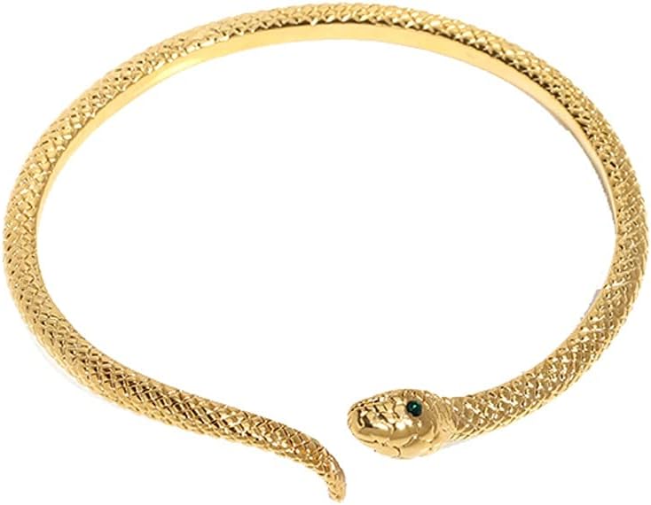 レディースブレスレットバングル 値引き エジプトのファラオ スネーク バングル ブレスレット エメラルド アクセサリー ジュエリー リストバンド ジルコン 調節可能な袖口ブレスレット グリーンの目金メッキの銅