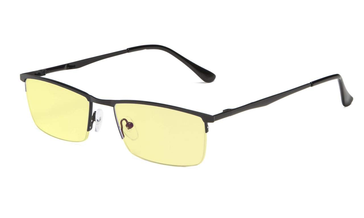 Eyekepper Blue Light Blocking Reading Glasses Half-Rim Computer Readers Eyeglasses-Yellow Tinted Lens Reading Glasses (Black, +2.00)