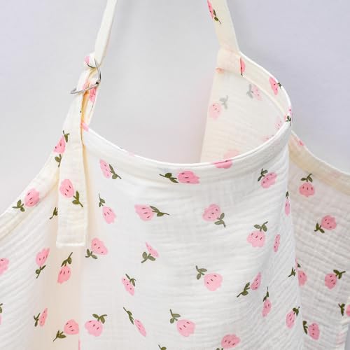 Image of YBEATY Muslin Nursing Covers for Baby Breastfeeding Privacy Breast Feeding Cover Breathable Breastfeeding Cover up with Arch Neckline Multi-use Stroller Covers for Women Nursing Apron