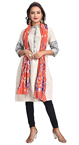 Image of Women's Pure Cotton Multi-Colored Traditional Authentic Tie Dye with Bandhej Bandhani Dupatta Chunni