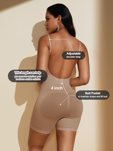 Paukee Women's Backless Shapewear Bodysuit Tummy control Shorts Seamless Body Shaper Light Body Sculpting4