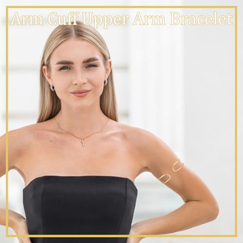 6 Pieces Gold Arm Cuff Jewelry, Arm Cuff Upper Bracelet, Upper Arm Cuffs Bangle for Women, Adjustable Minimalist Armband Set3