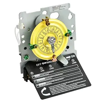 T104M Pool Timer Mechanism Only, 208-277V DPST 40A Time Switch, Heavy-Duty Mechanical 24 Hour On/Off for Pool Pump