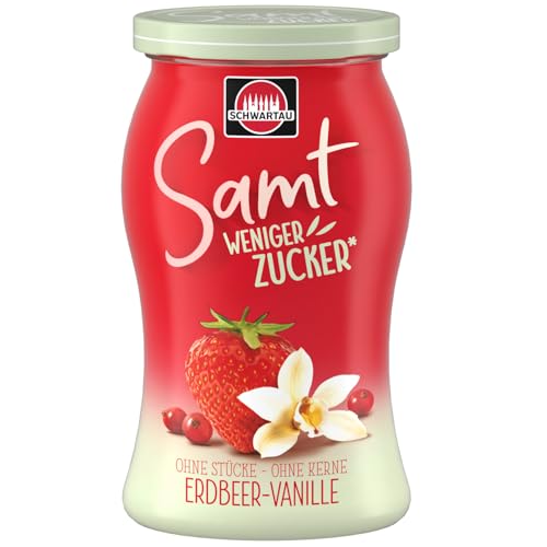 Schwartau Samt Weniger Zucker Erdbeer-Vanille, zuckerreduzierter Fruchtaufstrich, 255g