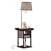 Brightech Madison - Narrow Nightstand with Built In Lamp, USB Port, Shelves for Bedrooms - Mid Century Modern End Table & Attached Floor Lamp For Living Room -Side Table & Reading Light - Havana Brown