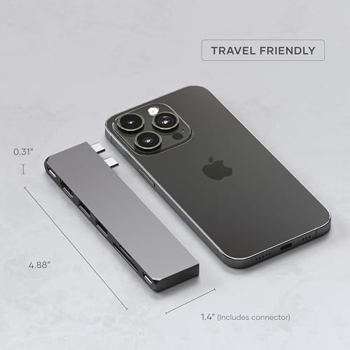 SATECHI 7 in 1 USB4 Pro Slim USB C Hub Fino a 6K a 60Hz, Ricarica PD da 100W, Trasferimento Dati Veloce, USB 3.2 Gen2, HDMI 4K, Lettori di Schede SD/MicroSD - per MacBook Air e Pro - Grigio Siderale - Hub USB - Immagine 5
