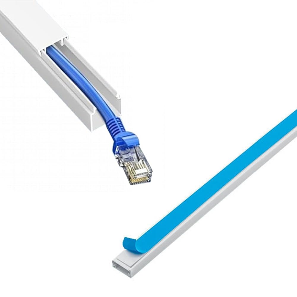 Cable Trunking for Wires Self Adhesive White Plastic Cable Cover - Mini Trunk 16mm x 16mm x 1 Metre Length