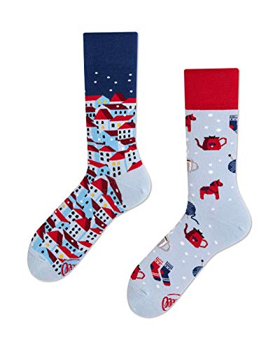 Many Mornings Ungleiche lustige Socken mit winterlichem Design...