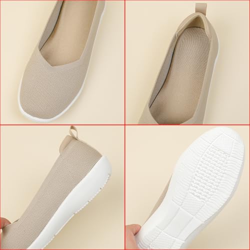 Women's Knit Slip On Walking Flats Fashion Round Toe Shallow Mouth Casual Ballet Loafers Lightweight Breathable Comfortable Sneakers3