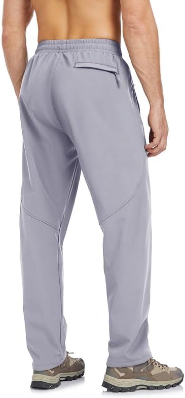 Men's Fleece Lined Pants Winter Athletic Workout Running Sweatpants Zipper Pockets Water Resistant Warm Joggers - Image 3
