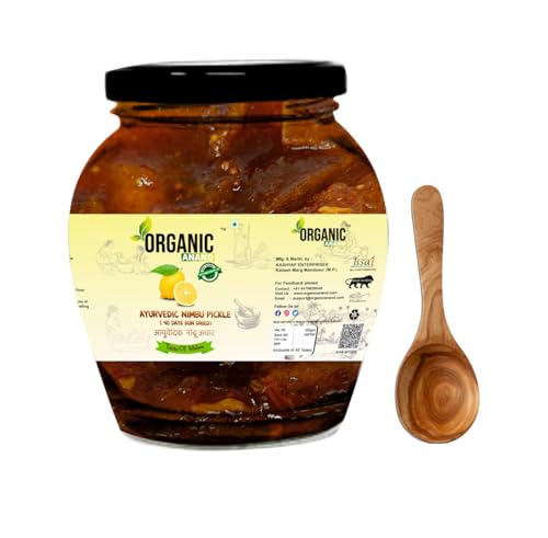 Image of Organic Anand Homemade Ayurvedic Lemon Pickle (40 Days Sun Dried) 350gram Nimbu ka Achaar, Flavourful, Delicious, Traditional Taste (Pack of 1)