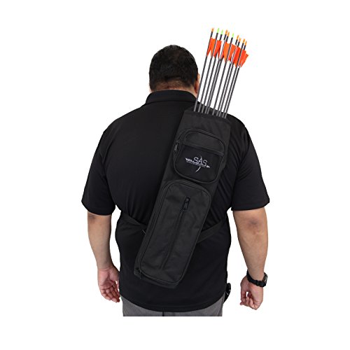 SAS Archery Back Arrow Quiver Hunting Target with Two Front Pockets (Black, Right) — view 2