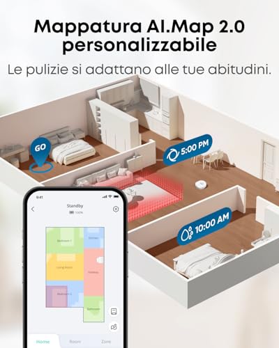 Eufy X10 Pro Omni Aspirapolvere Lavapavimenti Con Mappatura Con Stazione All-In-One, 8.000 Pa, Auto-Svuotamento E Riempimento, 2 Auto-Lift-Mops, Evita Gli Ostacoli(Bianco) - 6