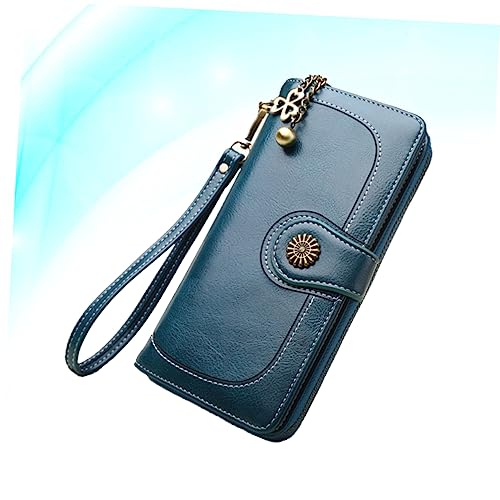 SAFIGLE Oil Wax Leather Women's Handheld Wallet Triple-Fold Zipper Purse Long Multi-Card Slots Clutch for Ladies Stylish Phone Bag for Travel3