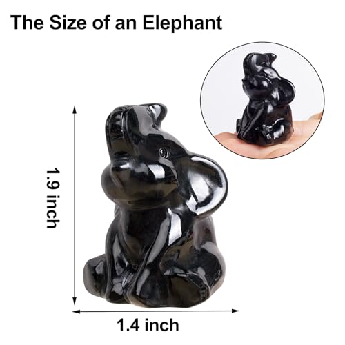 Figura Elefante de Cristal Obsidiana Tallado a Mano miniatura 2