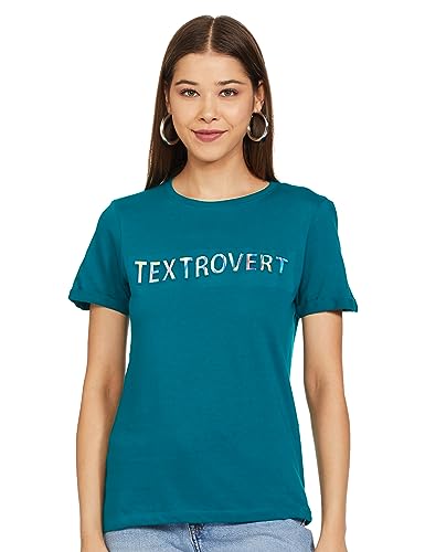 Image of Max Women Cotton Slogan Printed Regular Fit T-Shirt
